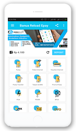 Tampilan aplikasi Banua E-Pay pada ponsel